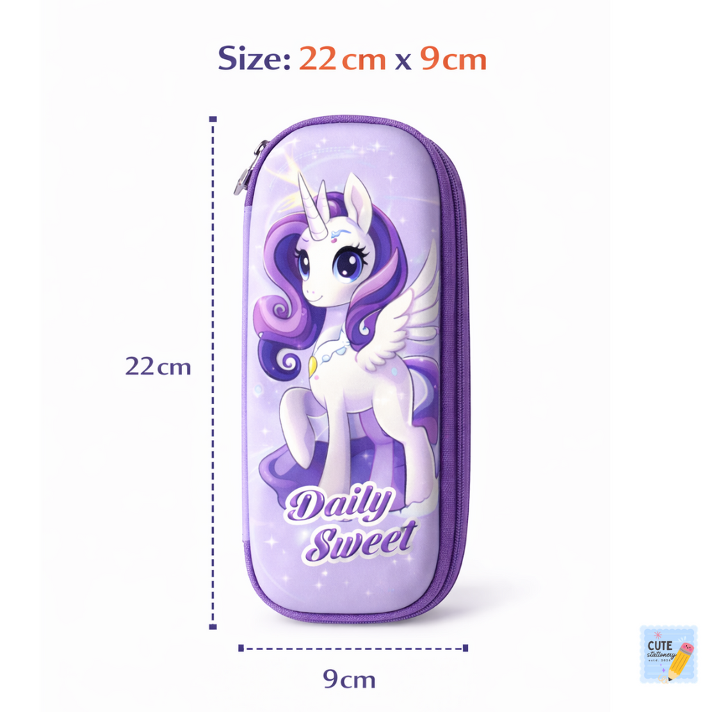 3D Unicorn Pencil Case / Pencil Pouch Available in Pink , Blue & Purple