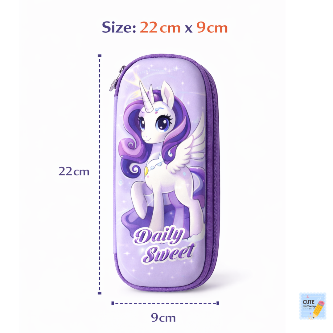3D Unicorn Pencil Case / Pencil Pouch Available in Pink , Blue & Purple