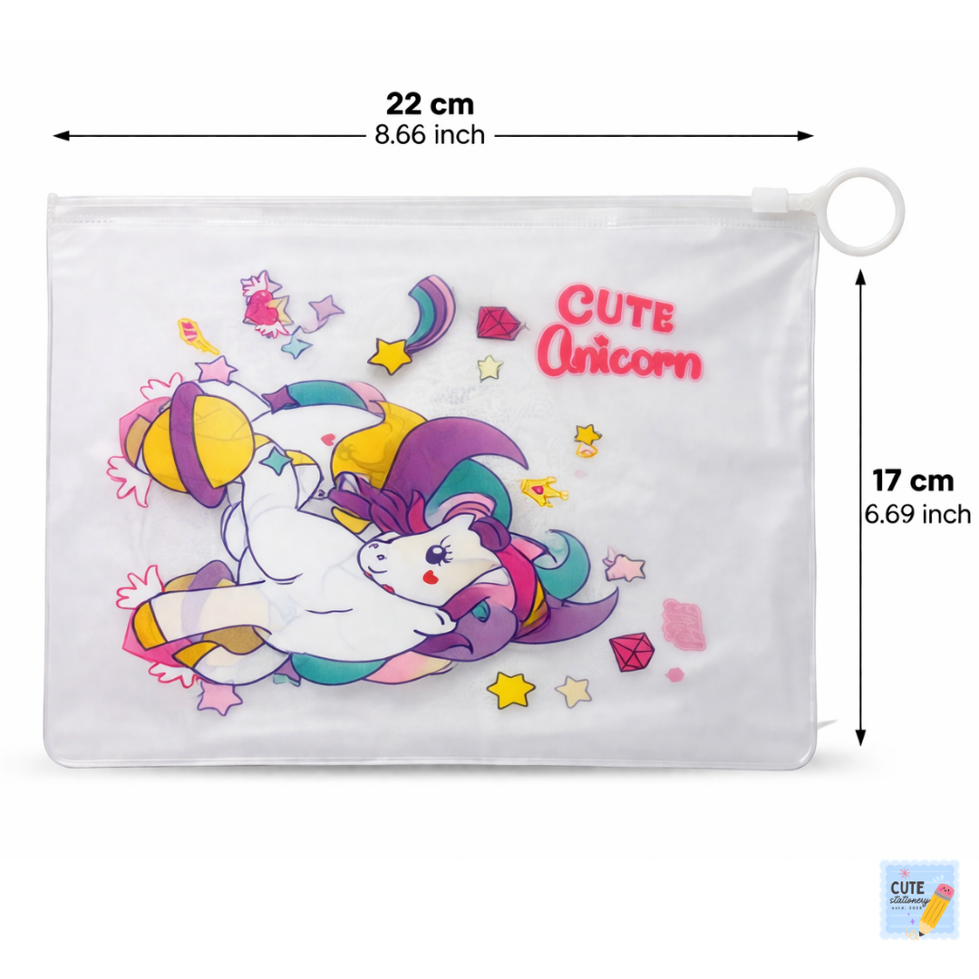 Multipurpose Transparent Unicorn Zip Pouch (Pack of 12)
