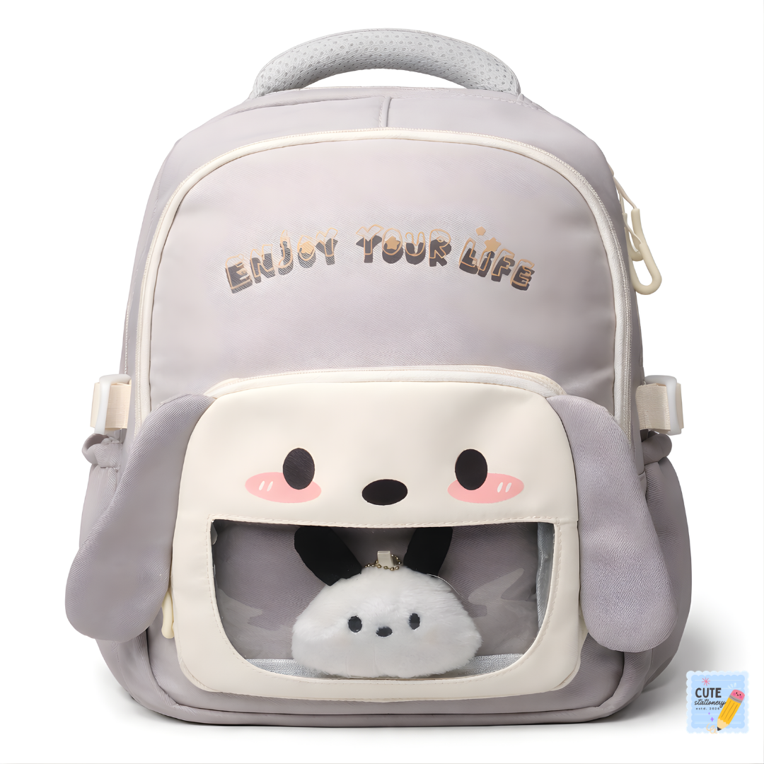 DDYINUO Cute Bunny Theme Backpack (Grey 18 Inches)