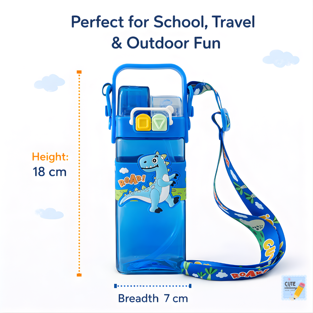 Cute Stationery Kids Dino Water Bottle Blue (550 ml)