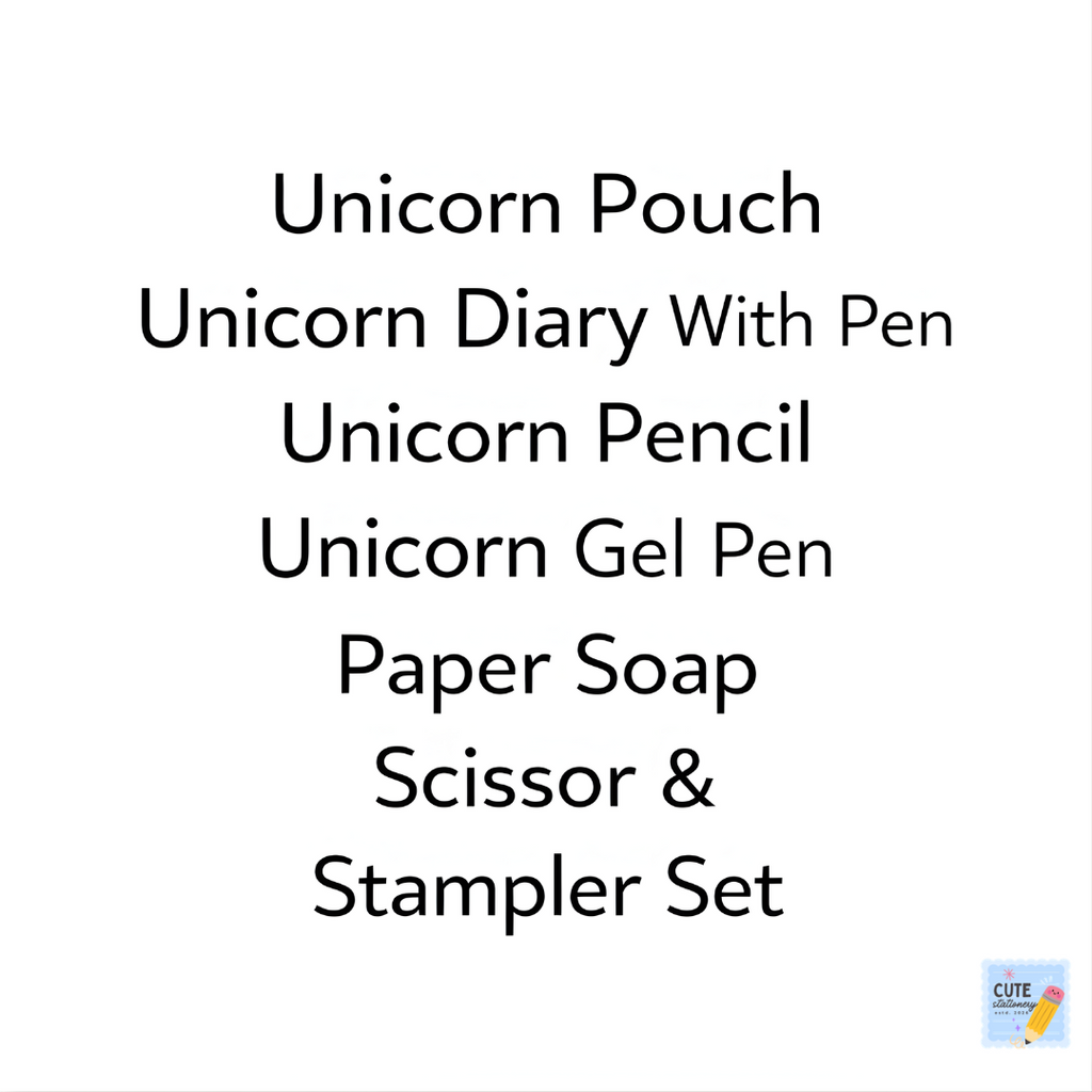 Unicorn Stationery Gift Combo Set Having (7 Items) Cute, Useful & perfect for kids and gifting!