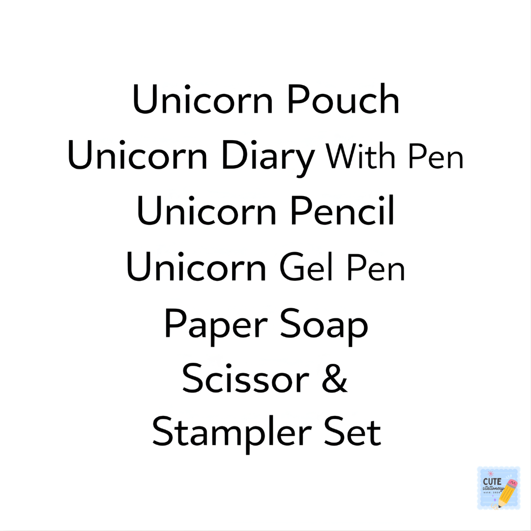 Unicorn Stationery Gift Combo Set Having (7 Items) Cute, Useful & perfect for kids and gifting!