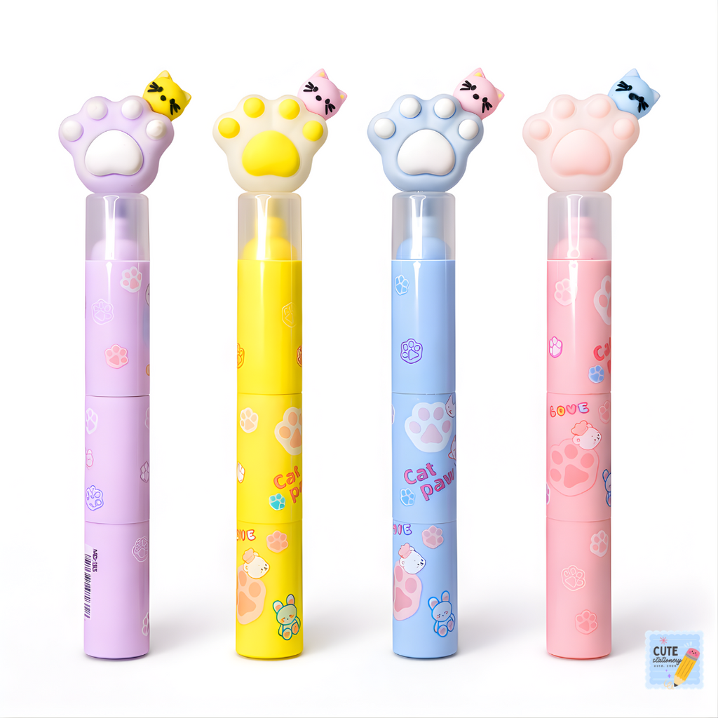 Cat Paw Highlighter Pens – Cute & Colorful Study Essentials (Pack of 4)