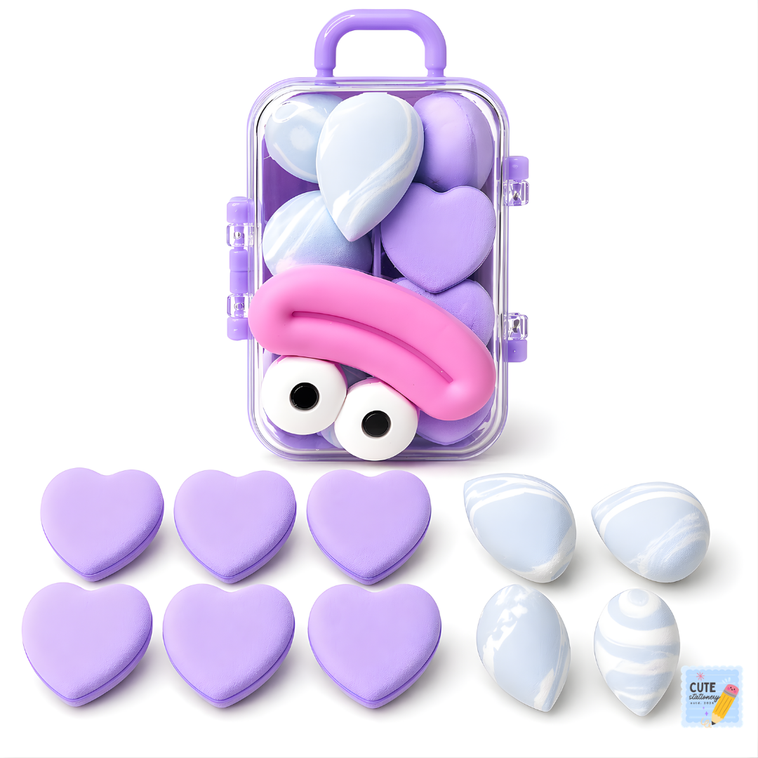 Korean Cute Makeup Sponge Set Box (10 Pcs)