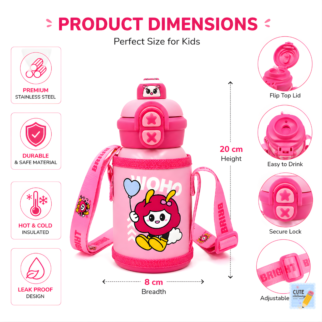 Kids Thermos Stainless Steel Hot & Cold Water Bottle (500 ML)