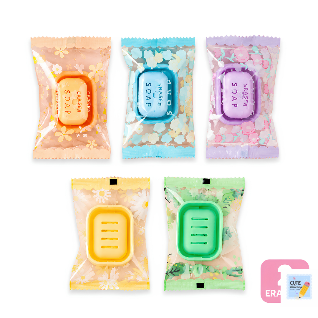 Cute Soap Shaped Erasers ( Pack of 2 ) Best for Return Gifts , School Use (Assorted Colors)