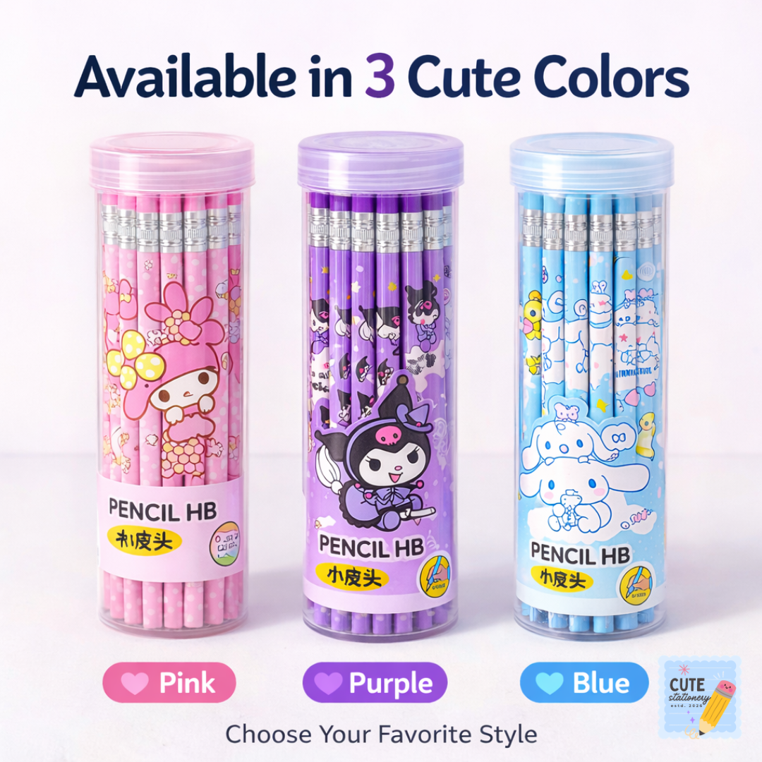 Cute Kuromi Cartoon HB Pencil Set – 30 PCS Set with Eraser