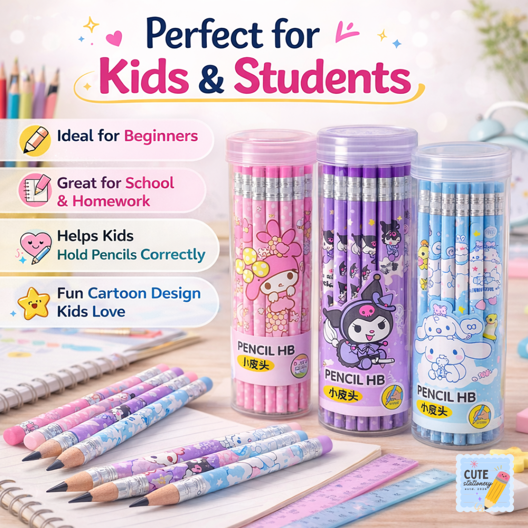 Cute Kuromi Cartoon HB Pencil Set – 30 PCS Set with Eraser