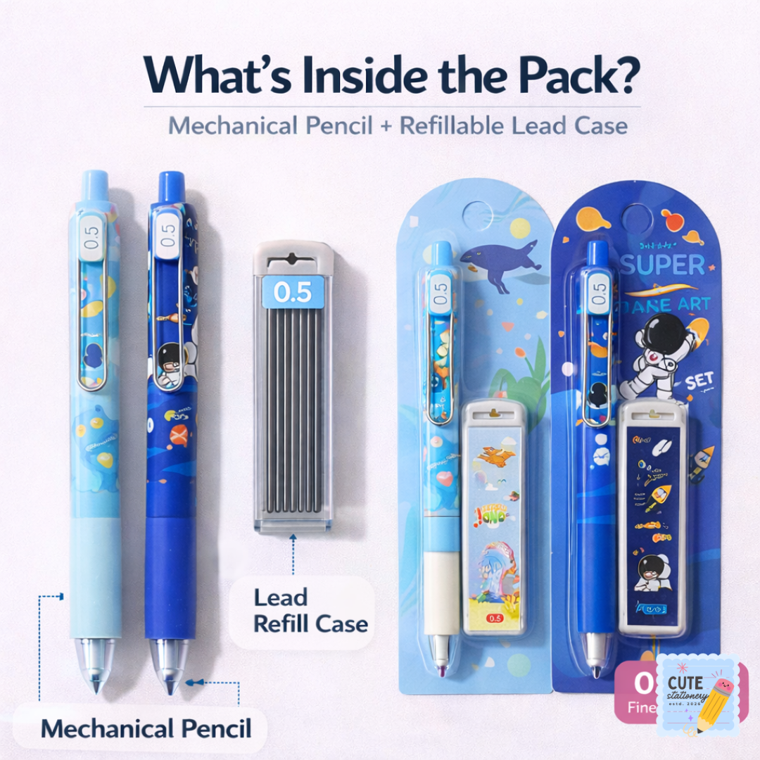 Pack of 2 Mechanical Pencils – Smooth Writing, Refillable, Durable & Comfortable Grip (Yellow & Pink) & (Light Blue & Blue) / Assorted.