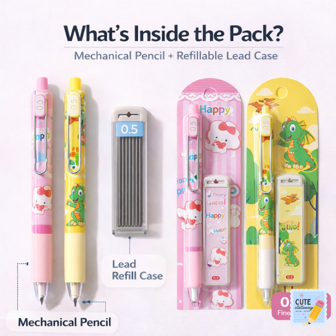 Pack of 2 Mechanical Pencils – Smooth Writing, Refillable, Durable & Comfortable Grip (Yellow & Pink) & (Light Blue & Blue) / Assorted.
