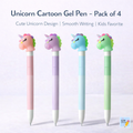 Unicorn Cartoon Gel Pen (Pack of 4)
