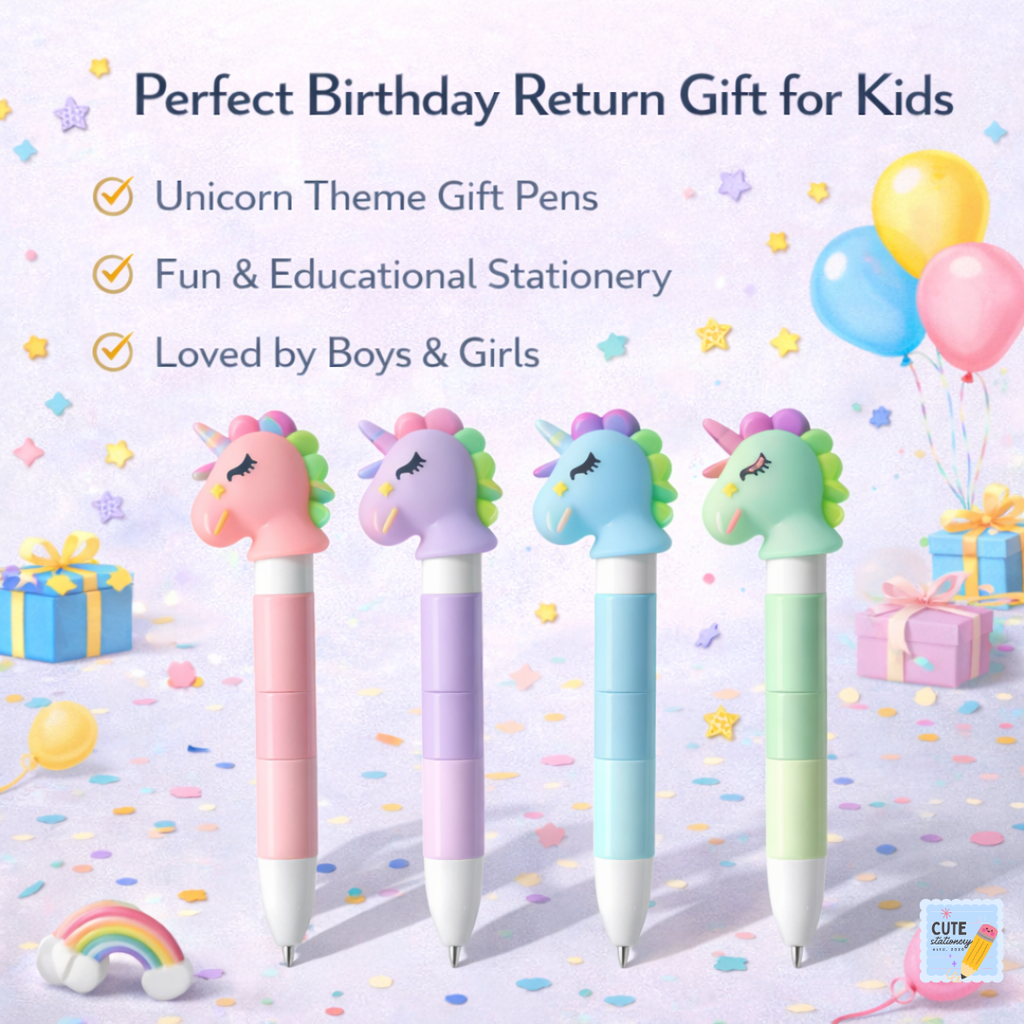 Unicorn Cartoon Gel Pen (Pack of 4)