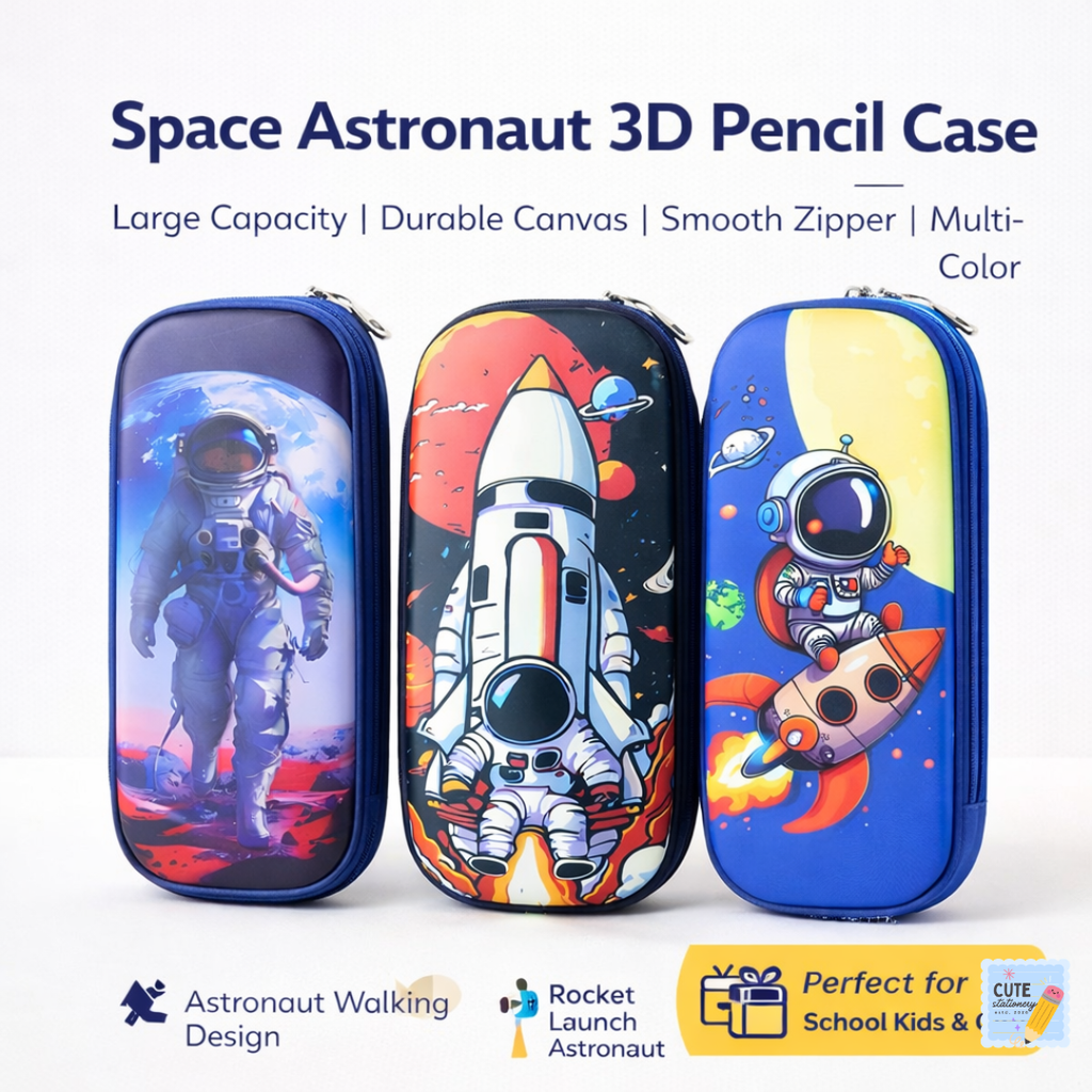 3D Space Astronaut Pencil Case – Large Capacity School Pouch for Kids