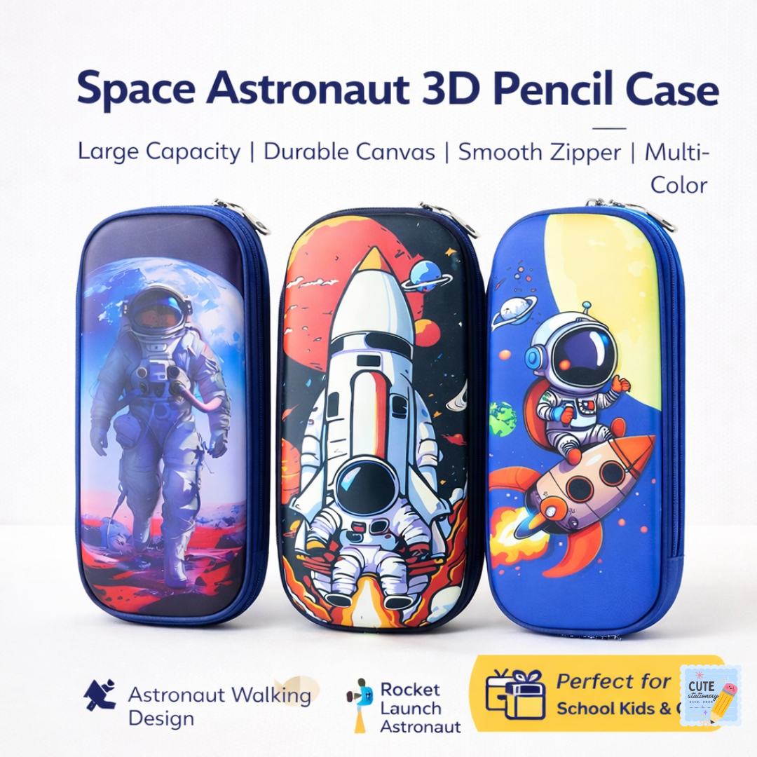 3D Space Astronaut Pencil Case – Large Capacity School Pouch for Kid