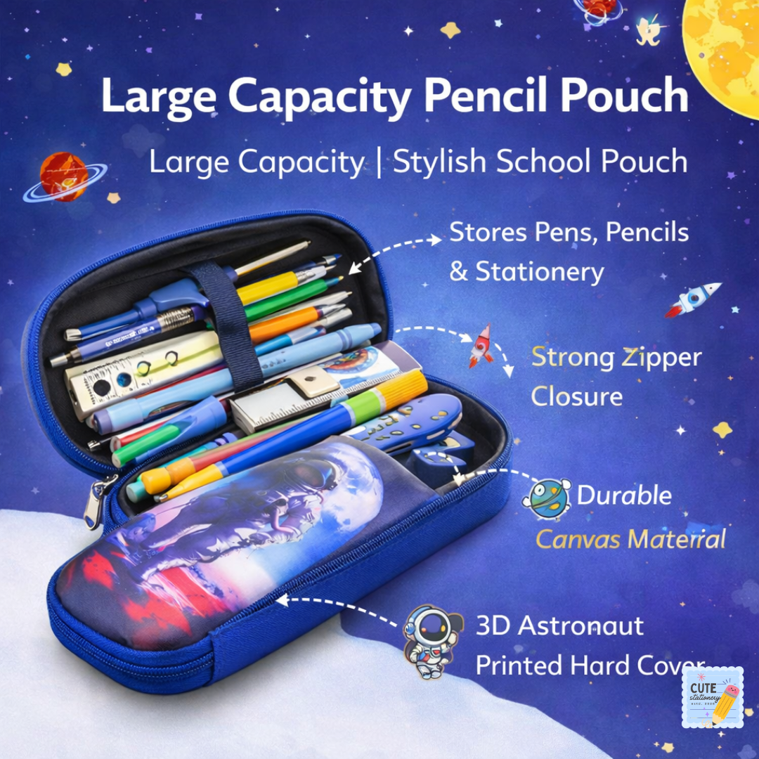3D Space Astronaut Pencil Case – Large Capacity School Pouch for Kid