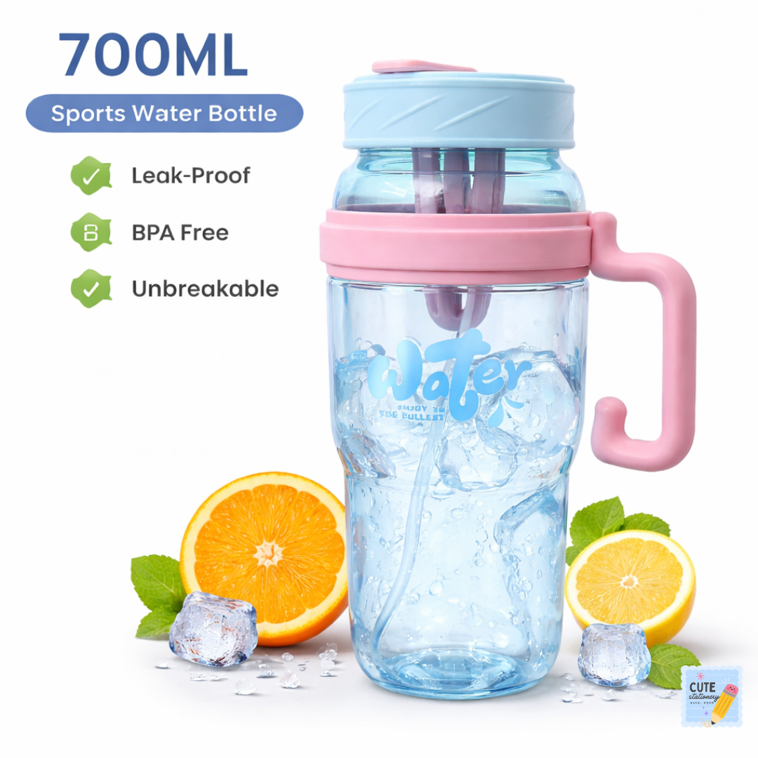 Unbreakable 700ML Sports Water Bottle with Handle (BPA Free)