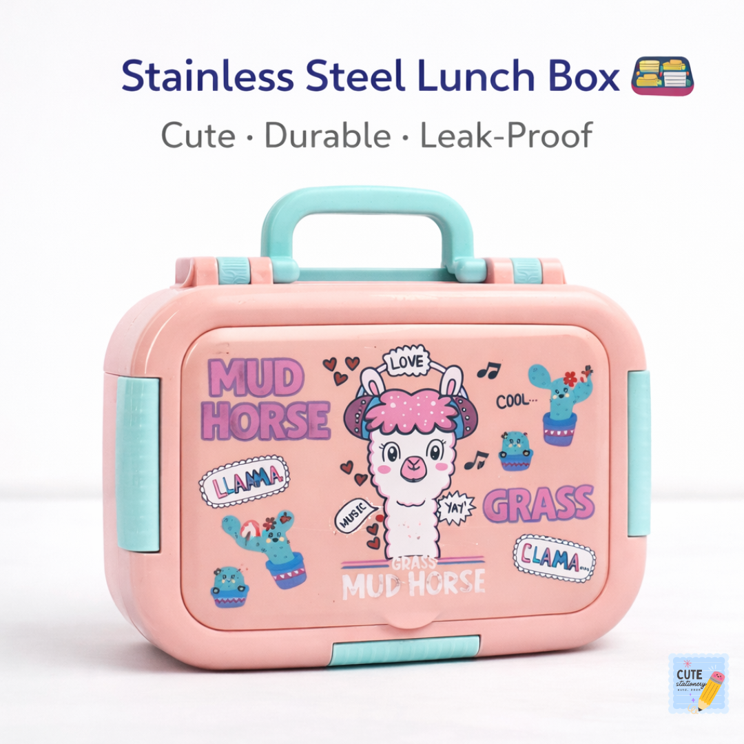 Kids Lunch Box Stainless Steel 3 Compartment | Leak-Proof Bento Tiffin | School, Picnic & Travel