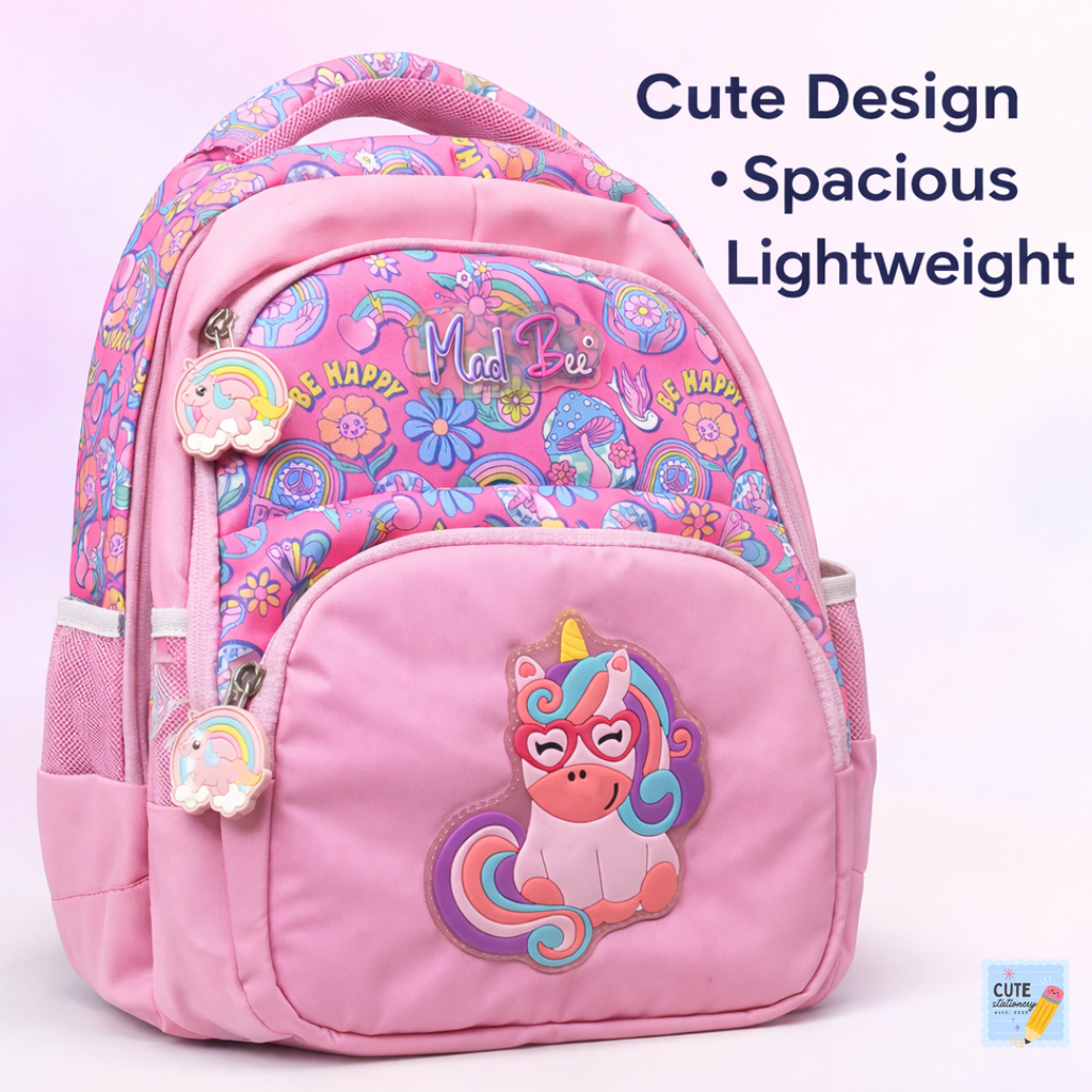Mad Bee Kids Backpack (Pink 16 Inches) Best for 1st to 3rd Class Kids