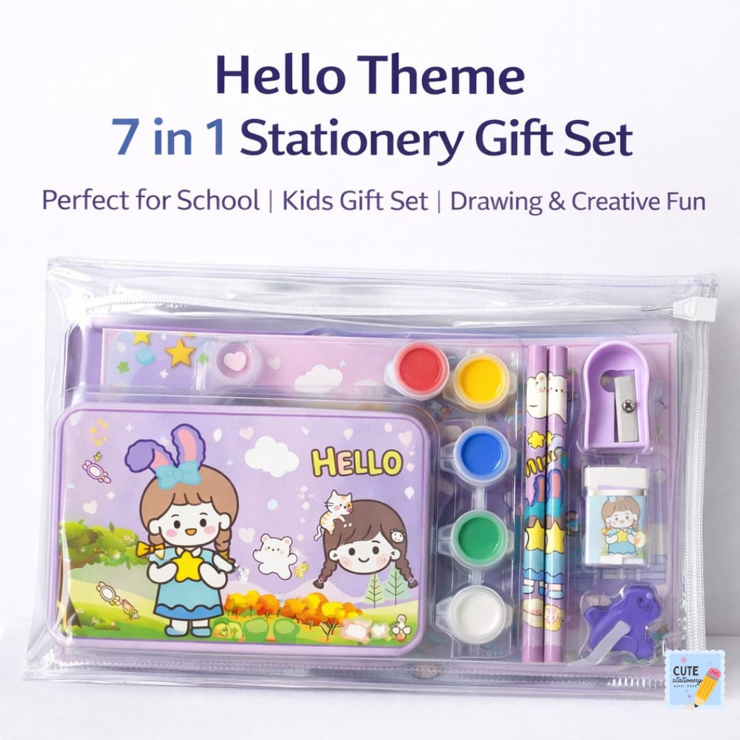 Cartoon Stationery Gift Set | Available in Unicorn, Dinosaur, Space and Hello theme
