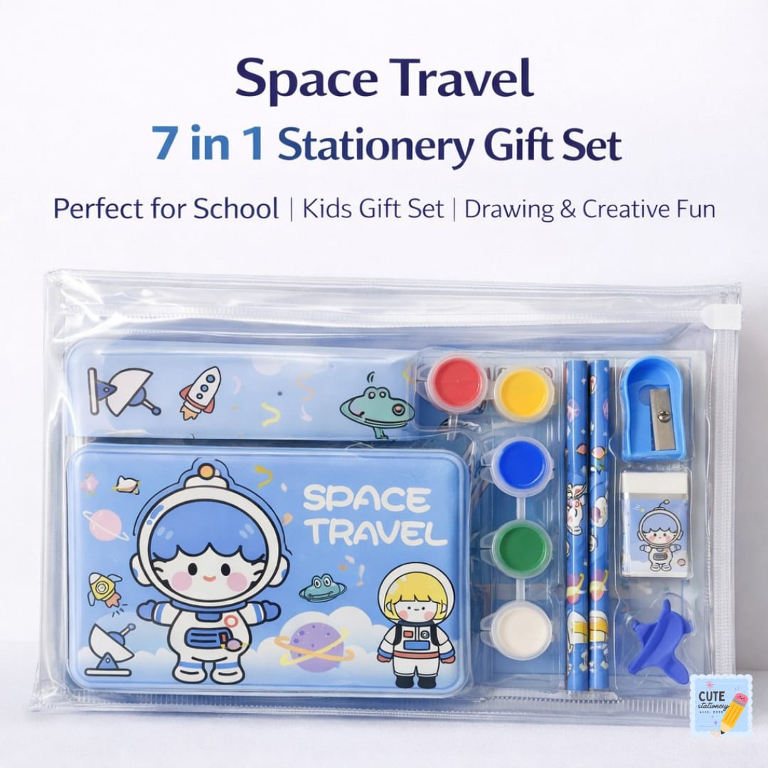 Cartoon Stationery Gift Set | Available in Unicorn, Dinosaur, Space and Hello theme