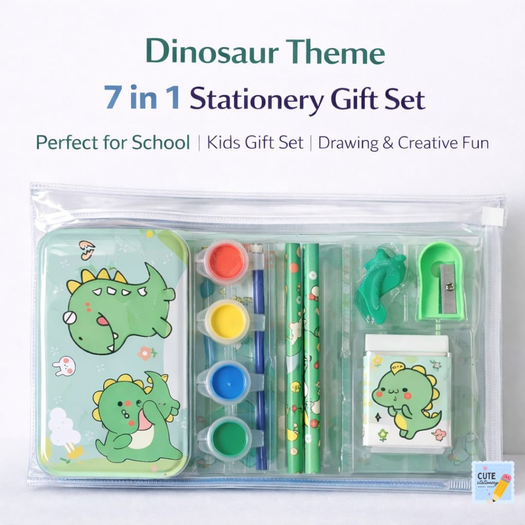 Cartoon Stationery Gift Set | Available in Unicorn, Dinosaur, Space and Hello theme