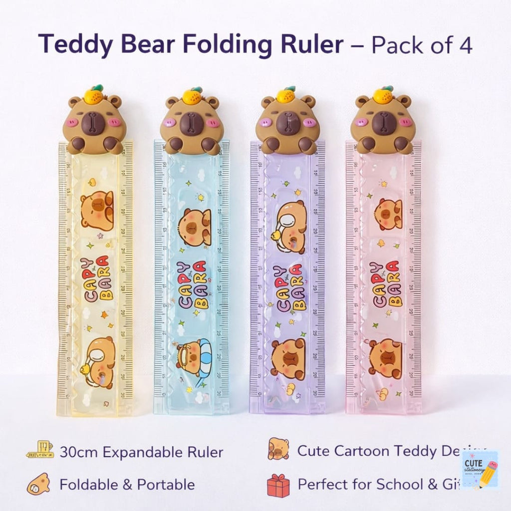 Teddy Design Folding Scale  – Pack of 4 Best for School Going Kids (Return Gift)