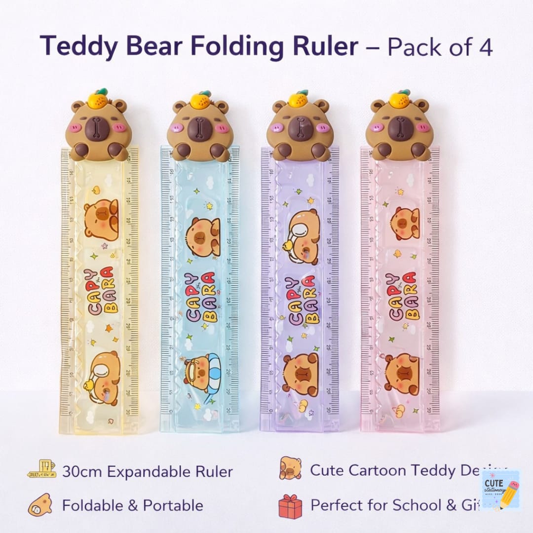 Teddy Design Folding Scale  – Pack of 4 Best for School Going Kids (Return Gift)